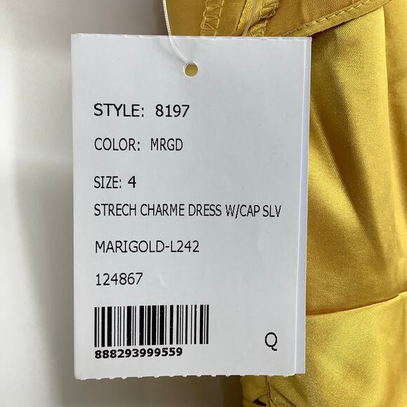 NEW Social Size 4 Flutter Sleeve Draped Wrap Maxi Dress Marigold $236 mrsp J3-10 - Picture 10 of 10
